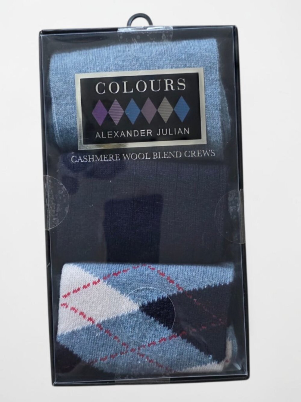 NIB COLOURS 3pk By ALEXANDER JULIAN (Size 8-12) Cashmere Wool Blend Socks